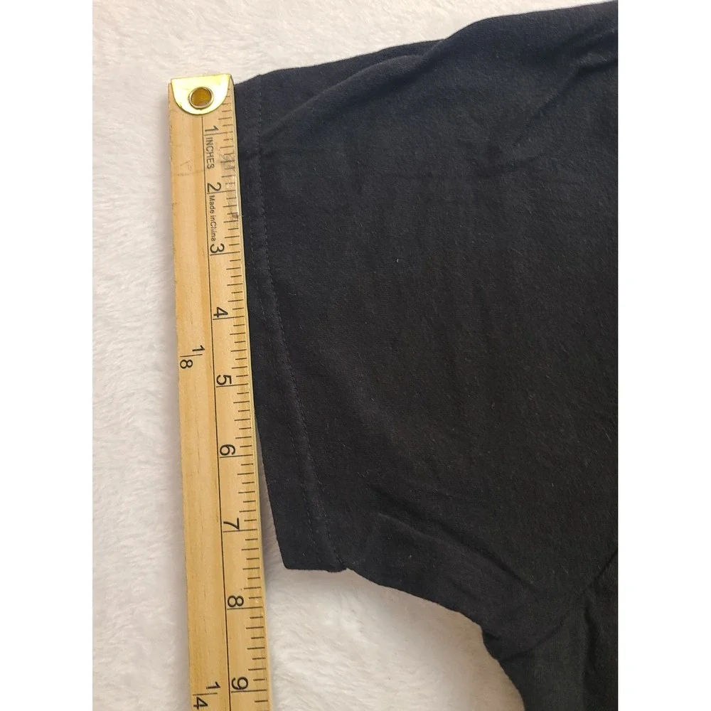 True Religion Men's Black V-Neck T-Shirt‎ XL Cotton Orange Logo Graphic Tee